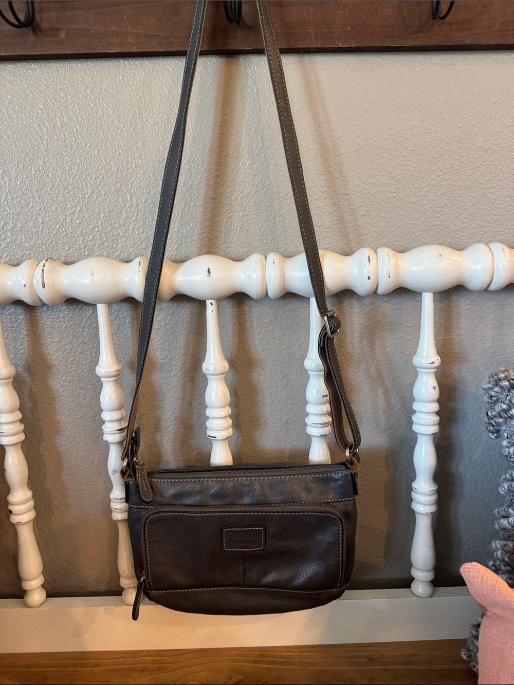 Fossil Classic charcoal Leather Crossbody Bag